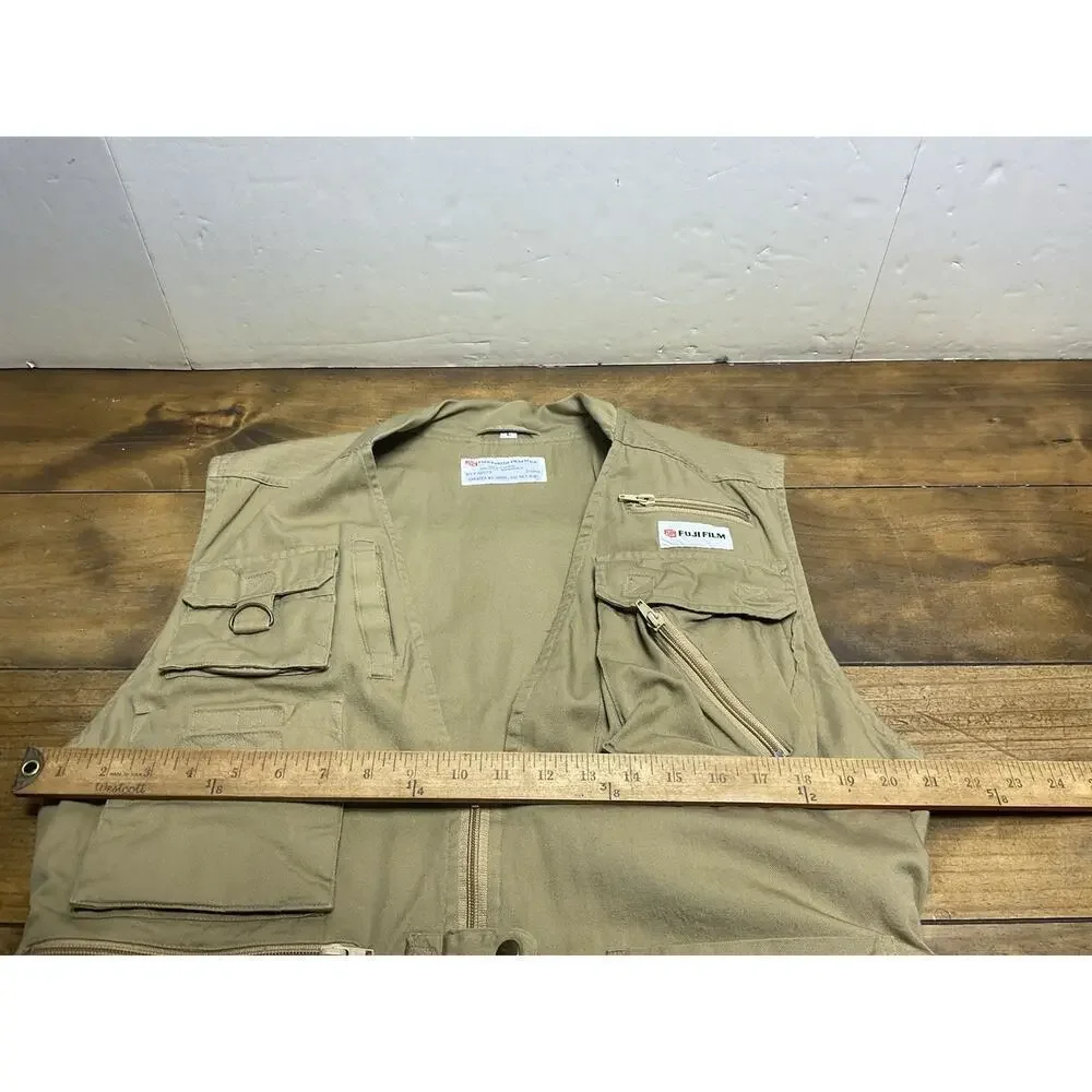 Vintage FujiFilm Camera Vest Mens Large Brown Multi Pocket Photographer 90s